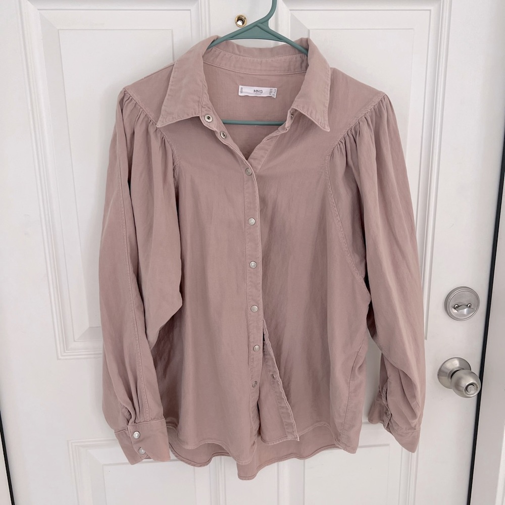 Mango Puff Sleeve Denim Shirt